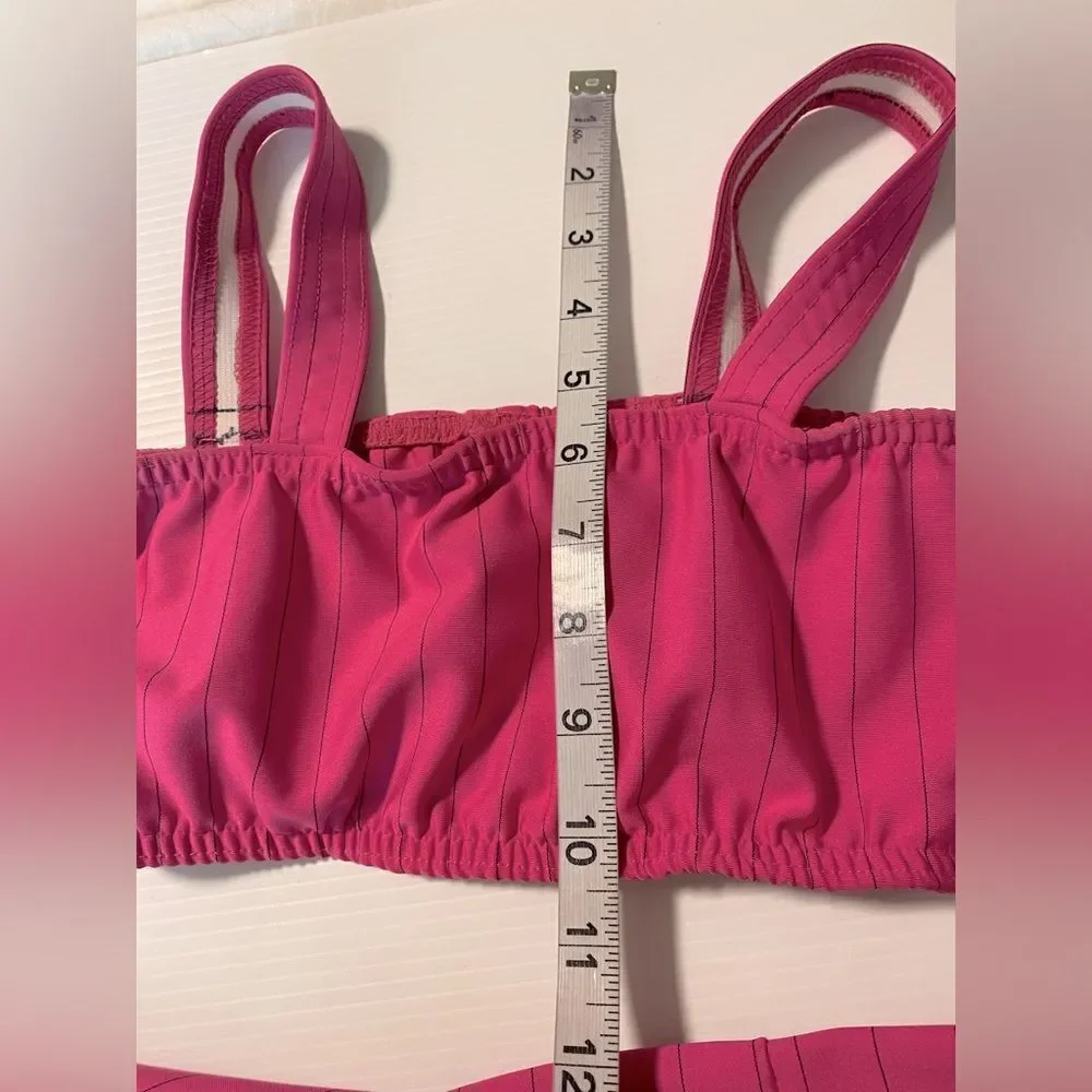 Kelle solo dance costume 2 piece hot pink pin stripe jazz contemporary LC